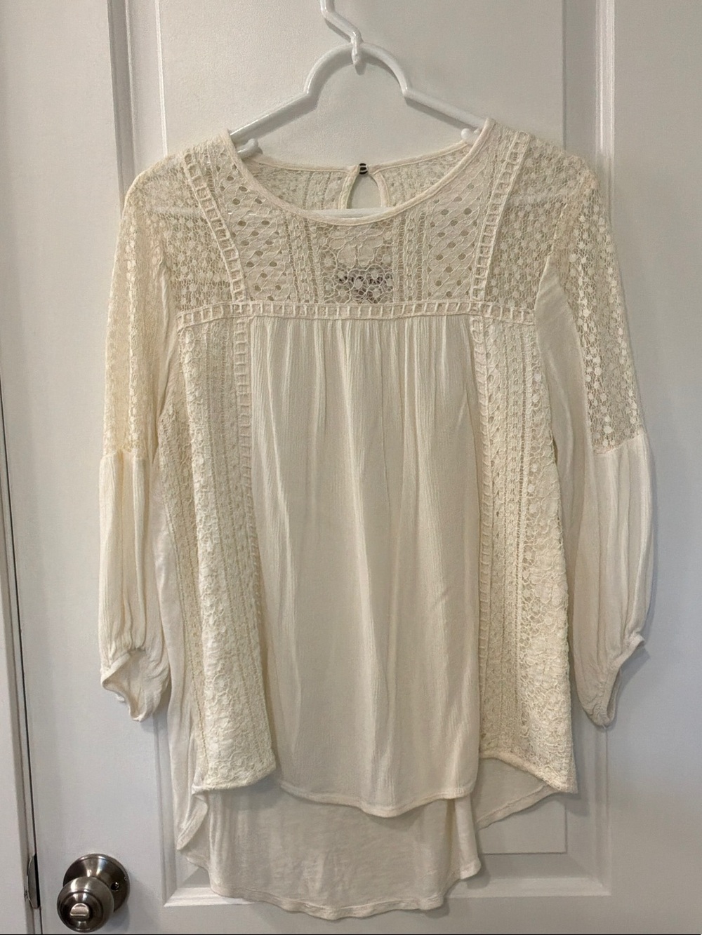 Knox Rose Cream Crochet Lace Tunic Top